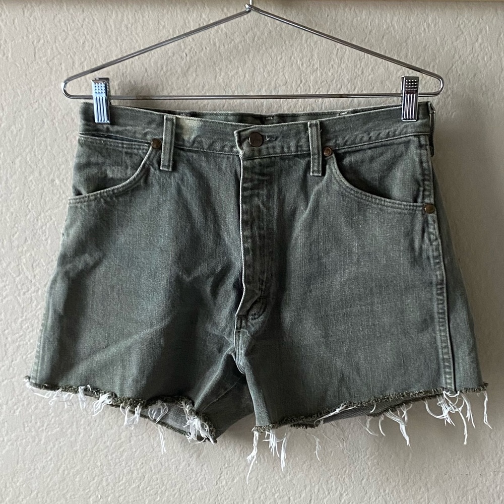 Vintage Wrangler | Olive Green Cutoff Denim Shorts
